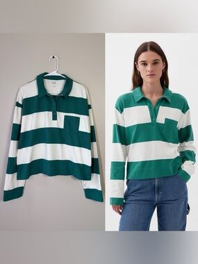 GAP Striped Rugby Polo Shirt Size Large TALL